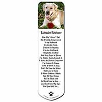 Yellow Labrador with Red Rose Bookmark, Book mark, Printed full colour