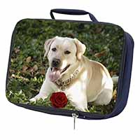 Yellow Labrador with Red Rose Navy Insulated School Lunch Box/Picnic Bag