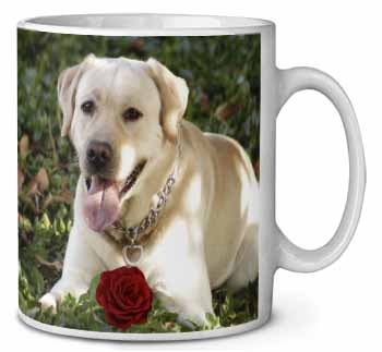 Yellow Labrador with Red Rose Ceramic Coffee Mug/Tea Cup
