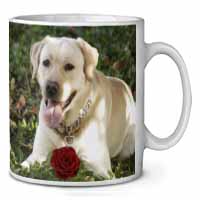 Yellow Labrador with Red Rose Ceramic 10oz Coffee Mug/Tea Cup