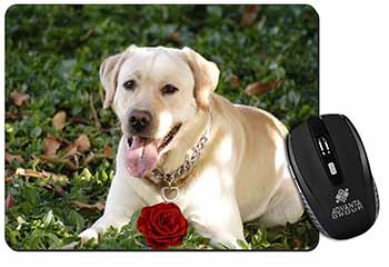 Yellow Labrador with Red Rose Computer Mouse Mat