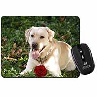 Yellow Labrador with Red Rose Computer Mouse Mat