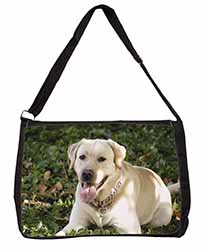 Yellow Labrador Dog Large Black Laptop Shoulder Bag School/College