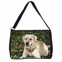 Yellow Labrador Dog Large Black Laptop Shoulder Bag School/College