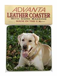Yellow Labrador Dog Single Leather Photo Coaster