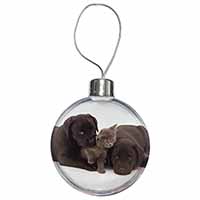 Black Labrador Dogs and Kitten Christmas Bauble