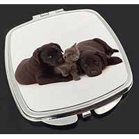 Black Labrador Dogs and Kitten Make-Up Compact Mirror