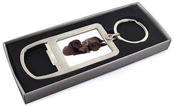 Black Labrador Dogs and Kitten Chrome Metal Bottle Opener Keyring in Box