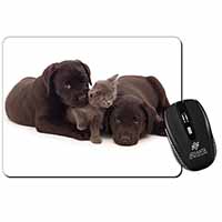 Black Labrador Dogs and Kitten Computer Mouse Mat