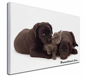 Black Labrador and Cat Canvas X-Large 30"x20" Wall Art Print