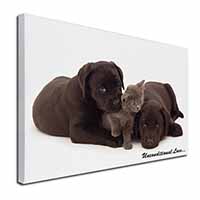 Black Labrador and Cat Canvas X-Large 30"x20" Wall Art Print