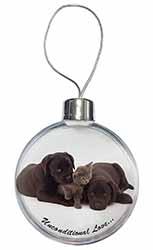 Black Labrador and Cat Christmas Bauble