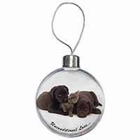 Black Labrador and Cat Christmas Bauble