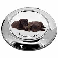 Black Labrador and Cat Make-Up Round Compact Mirror