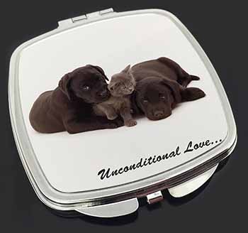 Black Labrador and Cat Make-Up Compact Mirror
