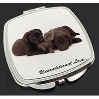 Black Labrador and Cat Make-Up Compact Mirror