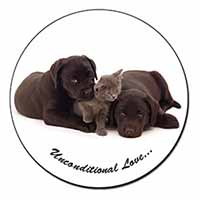 Black Labrador and Cat Fridge Magnet Printed Full Colour