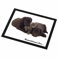 Black Labrador and Cat Black Rim High Quality Glass Placemat