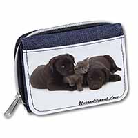 Black Labrador and Cat Unisex Denim Purse Wallet