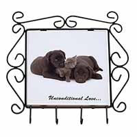 Black Labrador and Cat Wrought Iron Key Holder Hooks