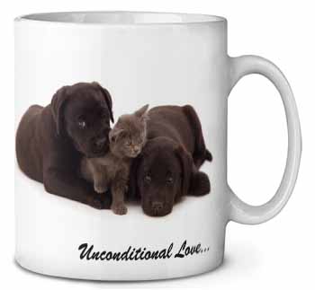 Black Labrador and Cat Ceramic 10oz Coffee Mug/Tea Cup