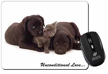 Black Labrador and Cat Computer Mouse Mat