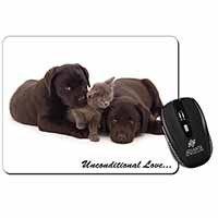 Black Labrador and Cat Computer Mouse Mat