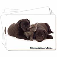 Black Labrador and Cat Picture Placemats in Gift Box