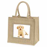 Yellow Labrador Natural/Beige Jute Large Shopping Bag