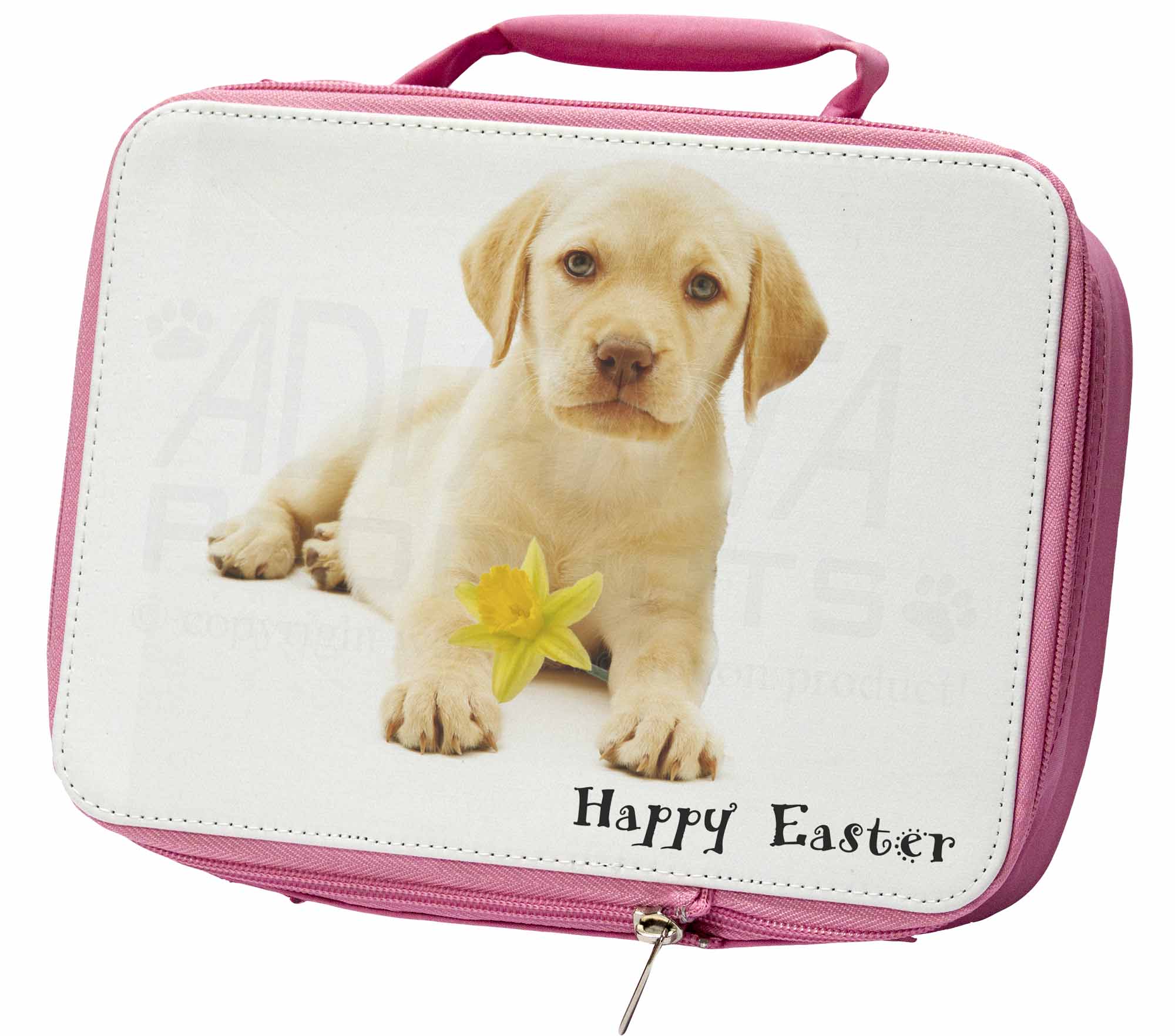 'Happy Easter' Goldie Puppy Insulated Pink School Lunch Box Bag, ADL4DA1LBP 'Happy Easter' Goldie Puppy Insulated Pink School Lunch Box Bag, ADL4DA1LBP