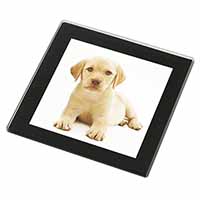 Yellow Labrador Black Rim High Quality Glass Coaster