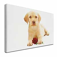Yellow Labrador Puppy with Rose Canvas X-Large 30"x20" Wall Art Print