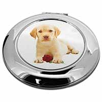 Yellow Labrador Puppy with Rose Make-Up Round Compact Mirror