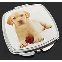 Yellow Labrador Puppy with Rose Make-Up Compact Mirror