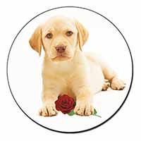 Yellow Labrador Puppy with Rose Fridge Magnet Printed Full Colour