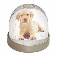 Yellow Labrador Puppy with Rose Snow Globe Photo Waterball