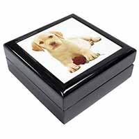 Yellow Labrador Puppy with Rose Keepsake/Jewellery Box