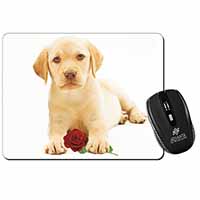 Yellow Labrador Puppy with Rose Computer Mouse Mat