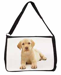 Yellow Labrador Large Black Laptop Shoulder Bag School/College