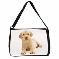 Yellow Labrador Large Black Laptop Shoulder Bag School/College