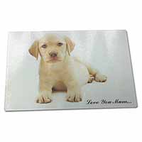 Large Glass Cutting Chopping Board Yellow Labrador Pup 