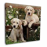 Yellow Labrador Puppies Square Canvas 12"x12" Wall Art Picture Print