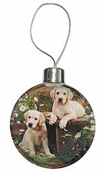 Yellow Labrador Puppies Christmas Bauble