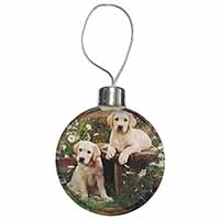 Yellow Labrador Puppies Christmas Bauble