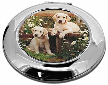 Yellow Labrador Puppies Make-Up Round Compact Mirror