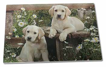 Large Glass Cutting Chopping Board Yellow Labrador Puppies