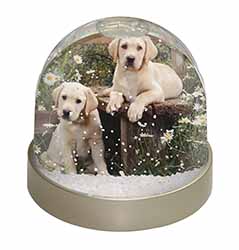 Yellow Labrador Puppies Snow Globe Photo Waterball