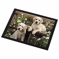 Yellow Labrador Puppies Black Rim High Quality Glass Placemat