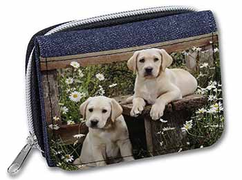 Yellow Labrador Puppies Unisex Denim Purse Wallet