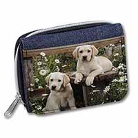 Yellow Labrador Puppies Unisex Denim Purse Wallet